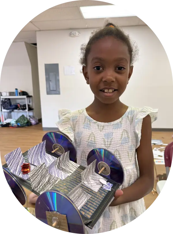 Child showing stem project